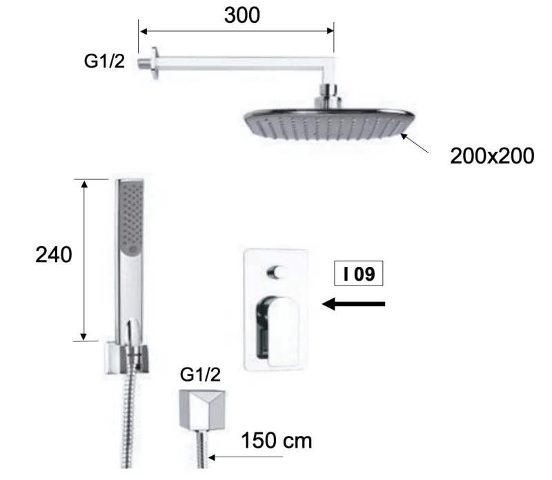 Душевая система Remer Infinity I09S02, хром
