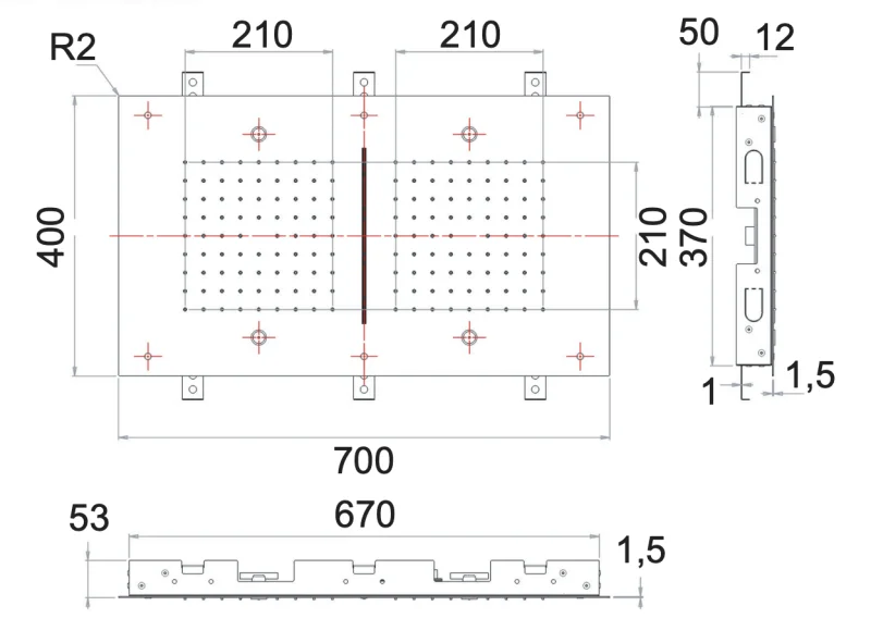 Верхний душ потолочный 70х40 см Remer 357SFR7040NC, хром