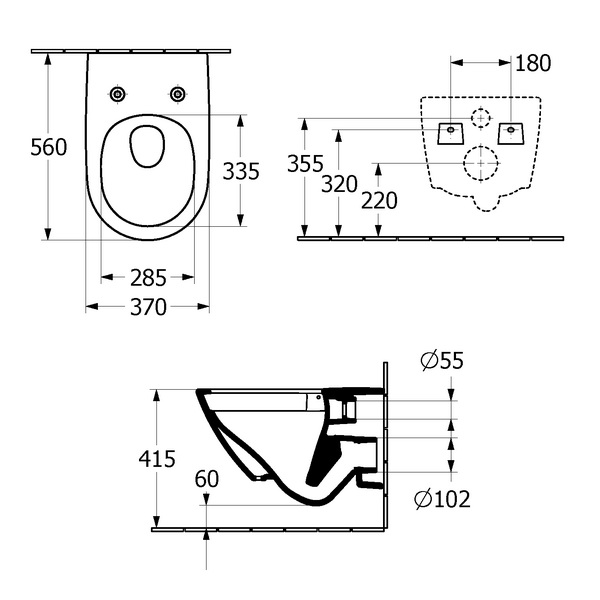 Унитаз подвесной Villeroy&Boch Subway 3.0 4670TS01 37x56 с сиденьем микролифт, безободковый TwistFlush