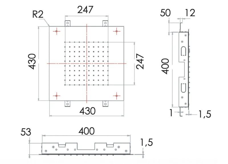 Верхний душ потолочный 43 см Remer 357SFS43, хром
