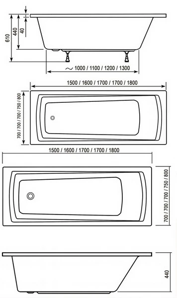 Ванна акриловая Ravak DOMINO PLUS 160х70, C621R00000