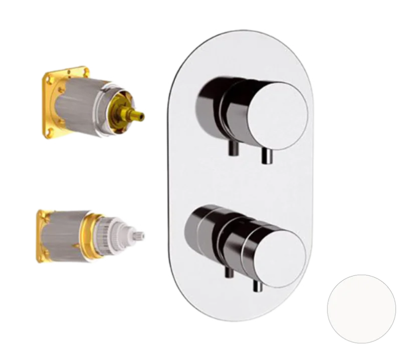 Смеситель термостатический для душа Remer Elegance NT93KBBO, белый матовый