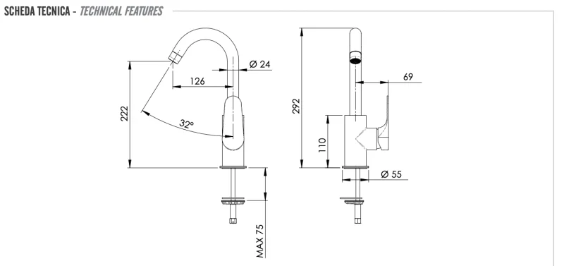 Смеситель для раковины Remer Class Line L72C