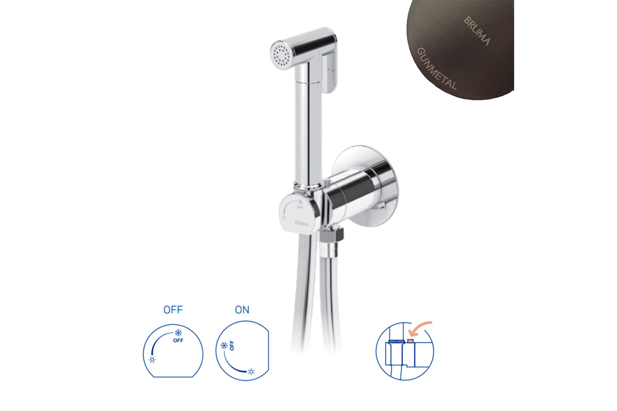 Гигиенический душ Bruma, угол открытия 180 °. Ручной душ из латуни - EloR 145 110 3GR GRAPHITE