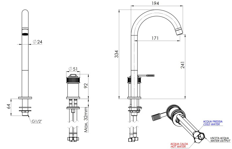 Смеситель для раковины Remer Atelier AL57LNO, черный матовый