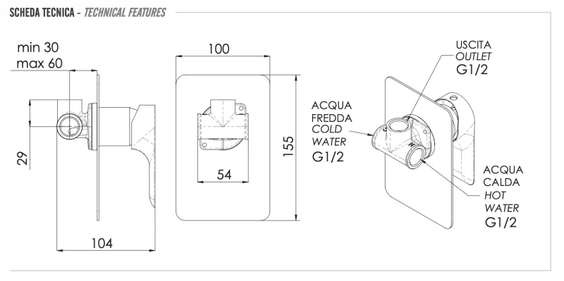 Смеситель для душа Remer Infinity I30, хром