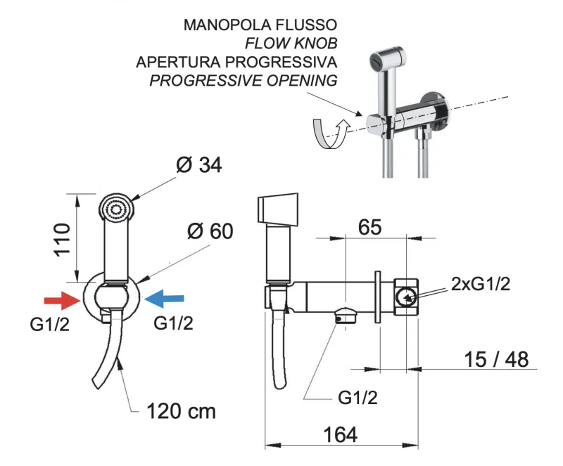 Гигиенический душ со смесителем Remer X Style N64EUM, хром