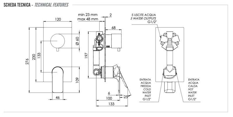 Смеситель для душа Remer Infinity I95, хром
