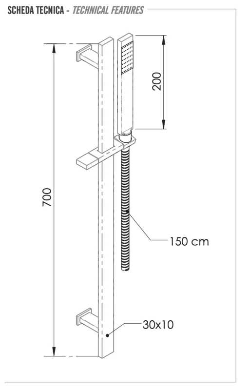 Душевая стойка с ручным душем и шлангом Remer 317R317RR, хром