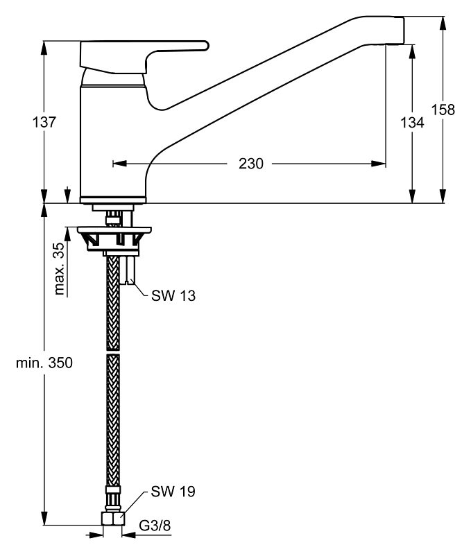 Смеситель Ideal Standard Active B8079AA для кухонной мойки, цвет хром
