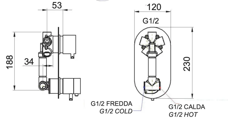 Смеситель термостатический для душа Remer Elegance NT95