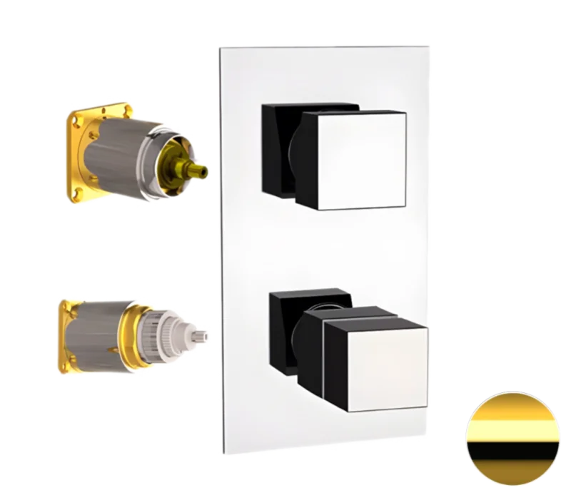 Смеситель термостатический для душа Remer Q-Elegance QT92KBDO, золото глянцевое