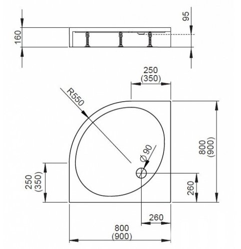 Душевой поддон Radaway Patmos A900 Compact 90x90x16