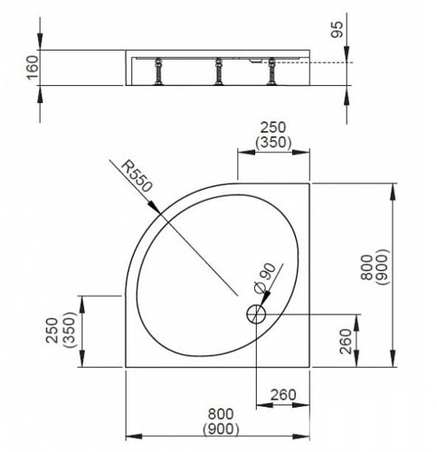 Душевой поддон Radaway Patmos A900 Compact 90x90x16