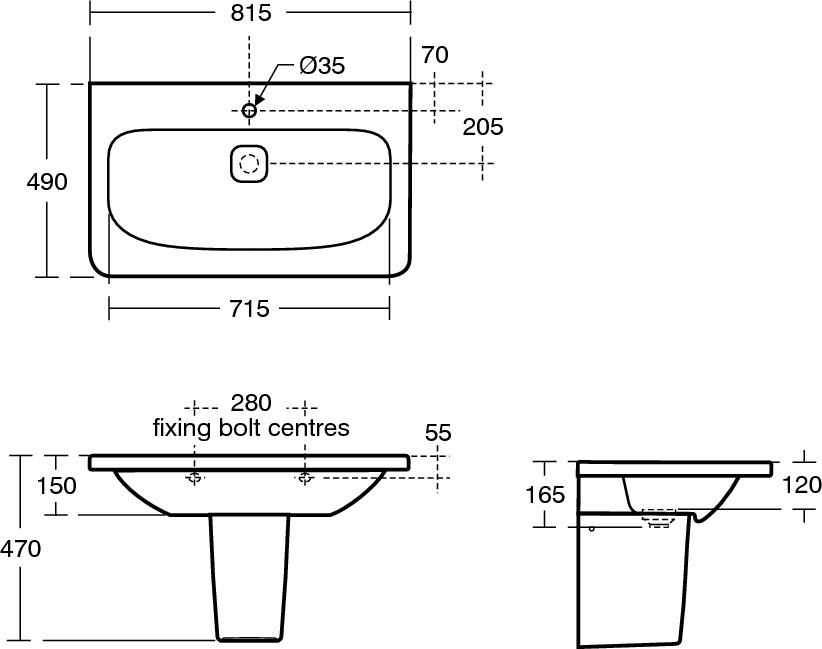 Умывальник 80 см Ideal Standard TONIC II K087901