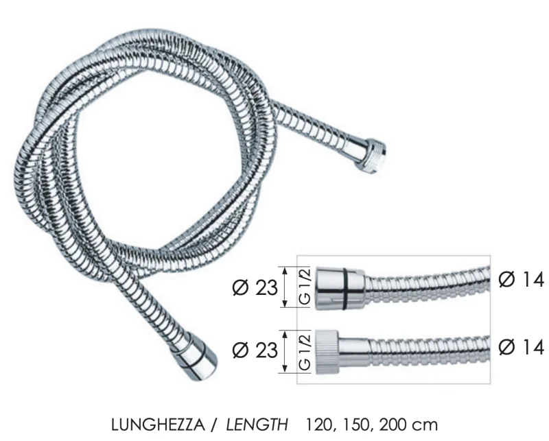 Шланг для душа 150 см Remer 333CN150, хром