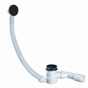 Сифон для ванны (слив-перелив) McAlpine HC2600CLMB, Click-clack, с прочисткой снаружи, чёрн.мат.