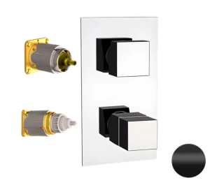 Смеситель термостатический для душа Remer Q-Elegance QT93KBNO, черный матовый
