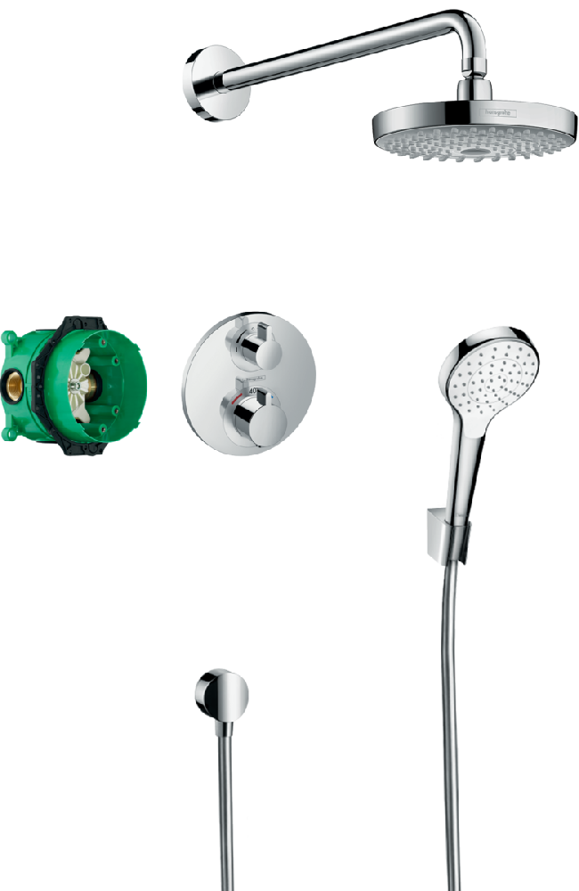 Душевая система скрытого монтажа с термостатом Hansgrohe Croma Select S/Ecostat, хром, 27295000