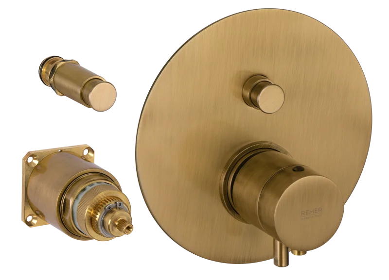 Смеситель термостатический для душа Remer Elegance NT09KBVO, состаренная латунь