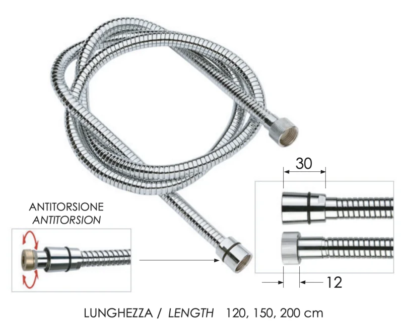 Шланг для душа 120 см Remer 333CNDGAT120, хром