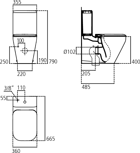 Чаша напольного унитаза Ideal Standard TONIC II AquaBlade® K316901, пристенный