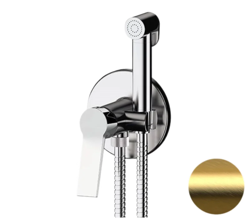 Гигиенический душ со смесителем Remer Slash SL65WBG, золото брашированное