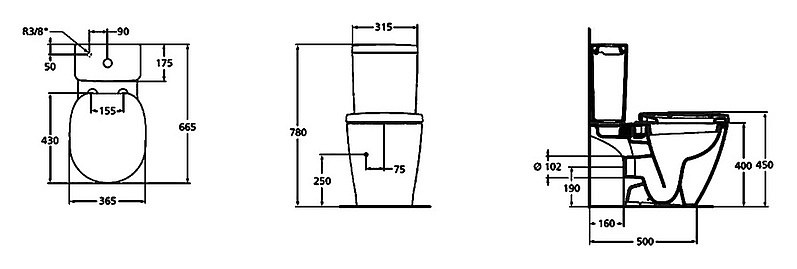 Чаша напольного унитаза Ideal Standard Connect Arc E803601