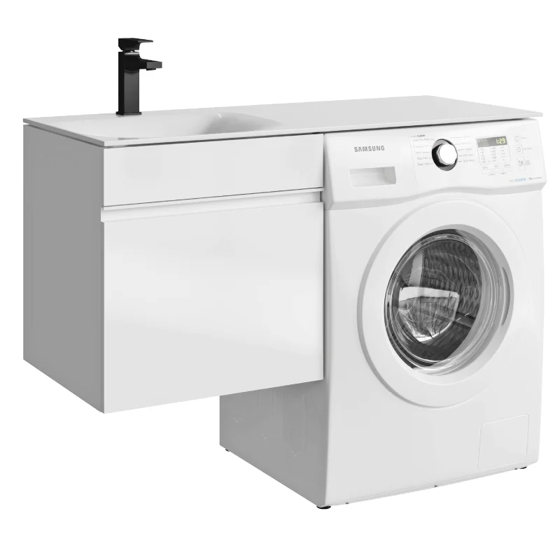 Тумба с умывальником под стиральную машину Aqwella Duet 53 (L) подвесная белая