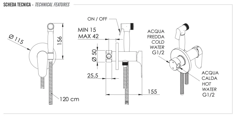 Гигиенический душ со смесителем Remer Сlass Line L65, хром