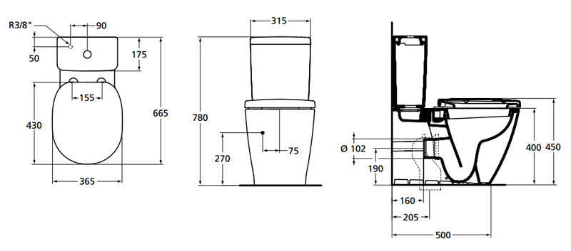 Чаша напольного унитаза Ideal Standard Connect E781701 с функцией биде