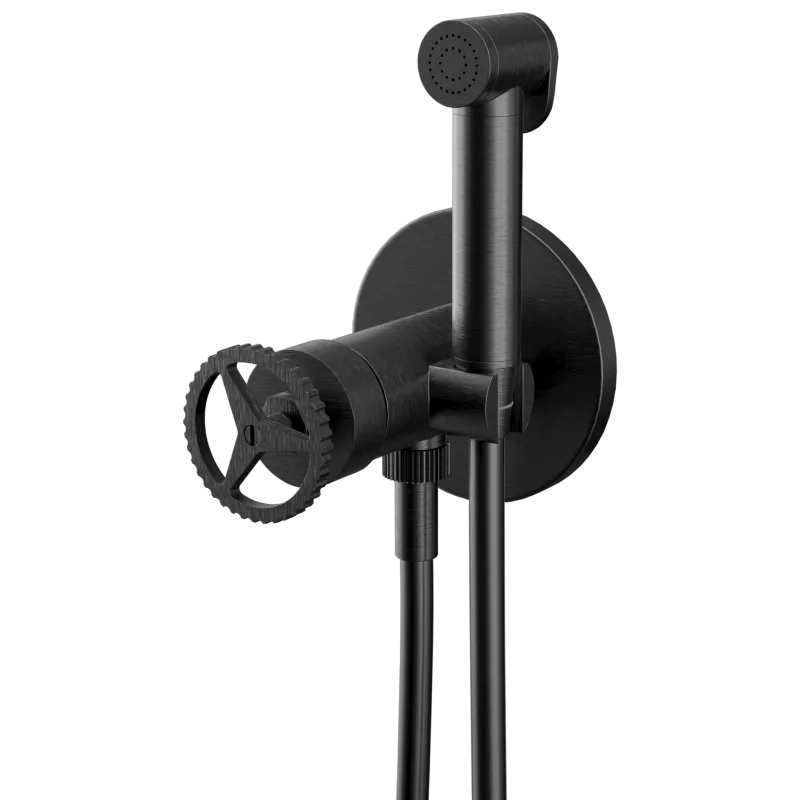 Гигиенический душ со смесителем Remer Chrono CH65WCFP, черный брашированный хром