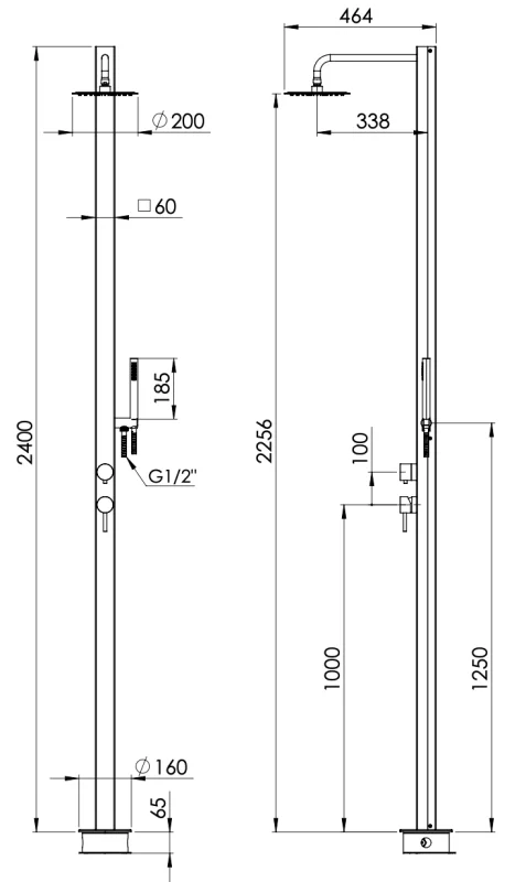 Душевая система напольная Remer SS331Q2L7MMUFM20, нерж. сталь