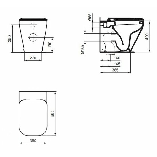 Напольный пристенный унитаз Ideal Standard Tonic II Aquablade K317201 с сиденьем