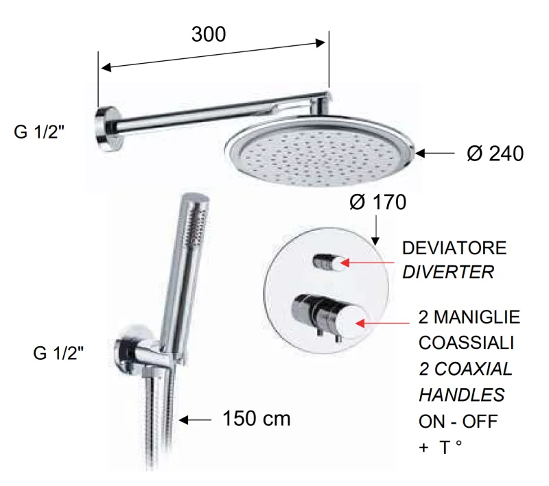 Душевая система термостатическая Remer Elegance NT09S02, хром