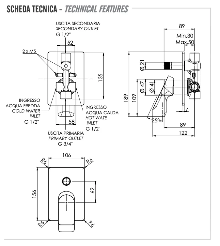 Смеситель для душа Remer Infinity I09HG, хром