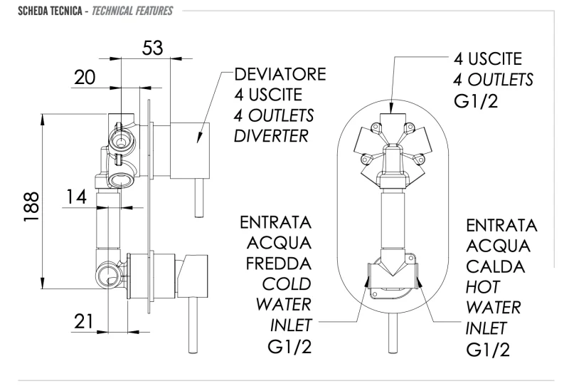 Смеситель для душа Remer X Style X94, хром