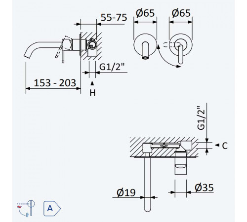 E1868501IS Внешняя часть смесителя X-Alpha для раковины.Satin stainless steel