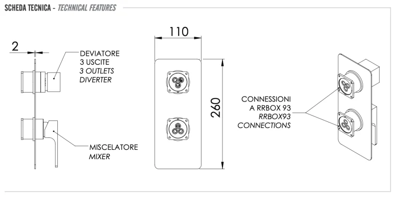 Смеситель для душа Remer Absolute AU93KB, хром