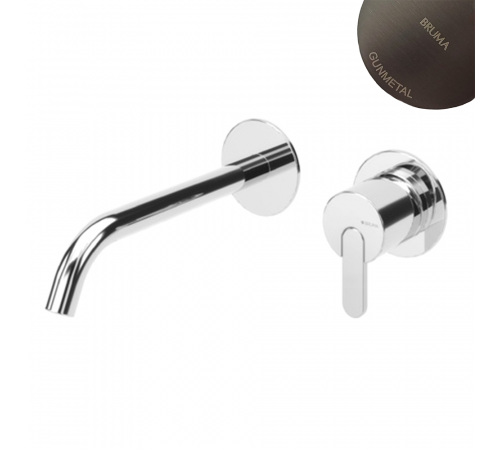 Смеситель для раковины на 2 отверстия, настенный. Длина излива 200 мм Bruma Leaf 167 011 9MG Gunmetal