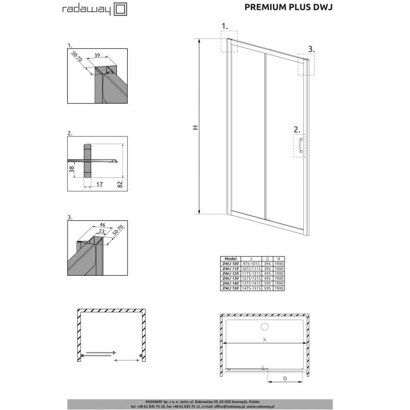 Душевая дверь Radaway Premium Plus DWJ Door 130 стекло прозрачное