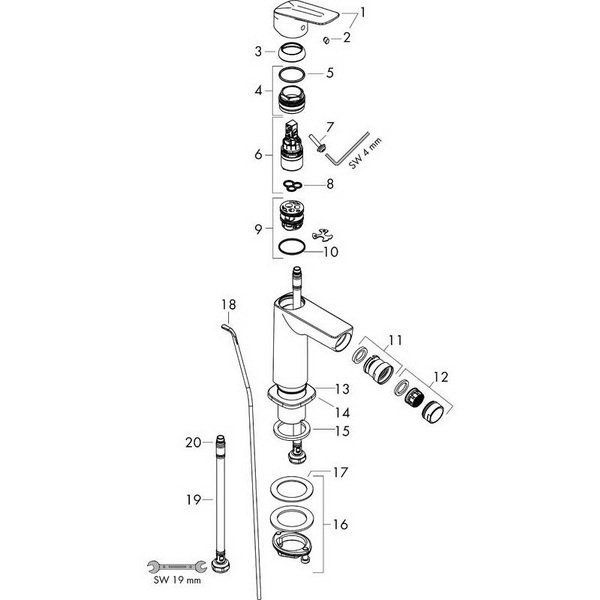 Смеситель для биде Hansgrohe Logis 100, с донным клапаном, хром, 71200000