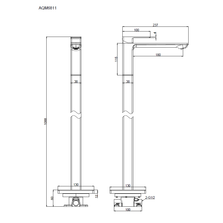 Savona Смеситель для напольной раковины (монт. часть в комплекте)
