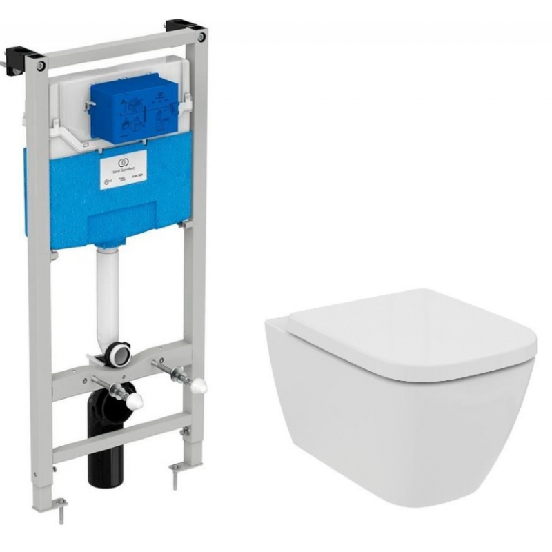 Инсталляция с унитазом Ideal Standard i.life B с технологией RimLS+, сиденье Soft-close