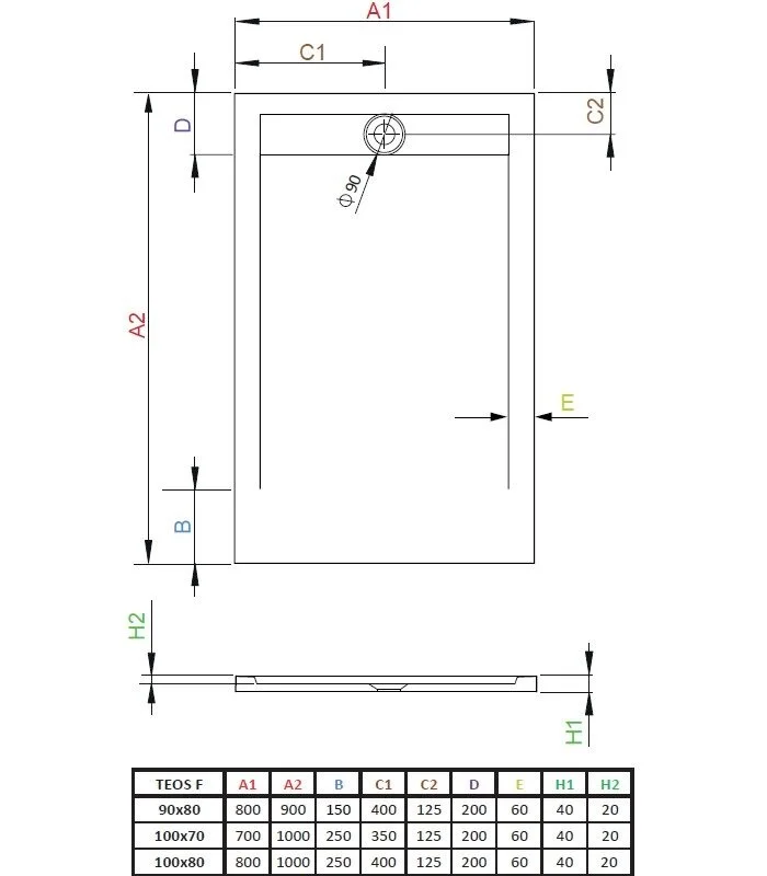 Поддон для душа Radaway Teos HTF10080-74 F, 100 x 80 см, прямоугольный