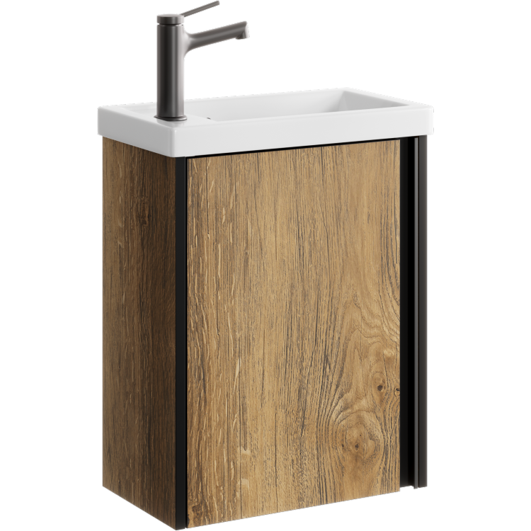 AQWELLA Urban подвесная тумба с умывальником в комплекте 45,5 см, цвет дерево темное