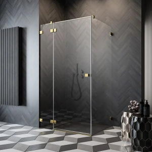 Душевая дверь Radaway Essenza Pro Gold KDJ 80L, 80 х 200 см, с неподвижной частью, стекло прозрачное, профиль золото, левая, 10097080-09-01L
