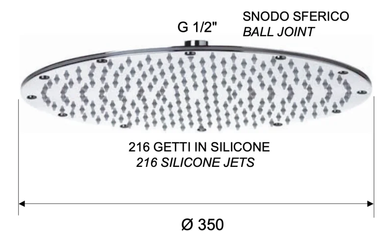 Верхний душ с шарнирным соединением 35 см Remer 359MMXL, хром