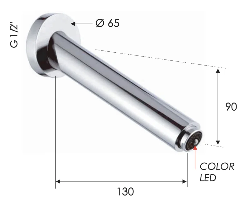 Излив настенный 13 см с подсветкой Remer 91NR, хром