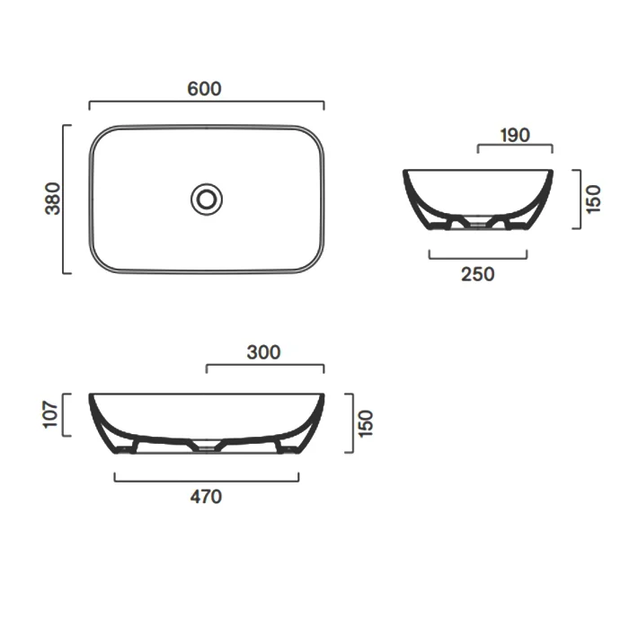 Накладная раковина Catalano Green 60х38 h15, арт.0422610001, белый глянцевый